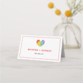 水彩充填プライドハートゲイレズ結婚ビアン プレイスカード (裏面)