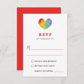 水彩充填プライドハートゲイレズ結婚ビアン 出欠カード (正面/裏面)