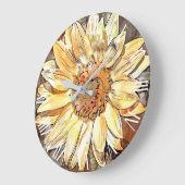 水彩光沢ひまわり採エレガント集 ラージ壁時計 (傾斜)
