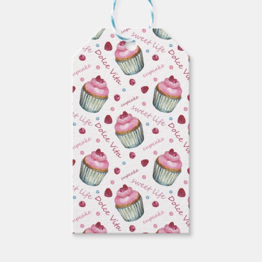 水彩入りカップケーキ ギフトタグ (正面)