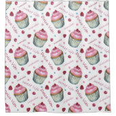 水彩入りカップケーキ シャワーカーテン (正面)