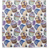 水彩入りカップケーキ シャワーカーテン (正面)