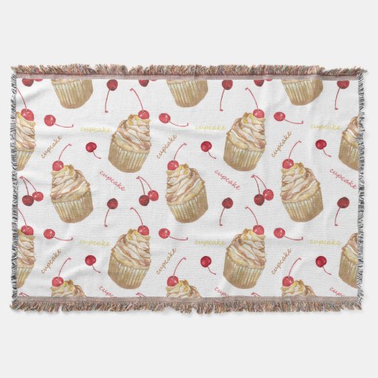 水彩入りカップケーキ スローブランケット (正面)