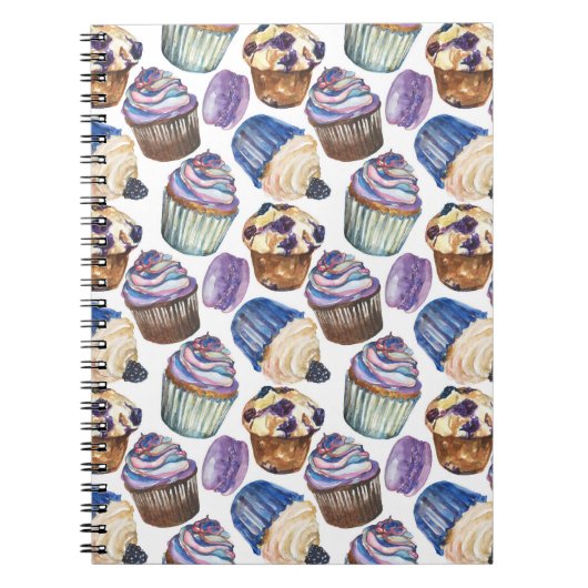 水彩入りカップケーキ ノートブック (正面)