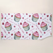 水彩入りカップケーキ ビーチタオル (正面)