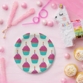 水彩入りカップケーキ ペーパープレート (パーティー)