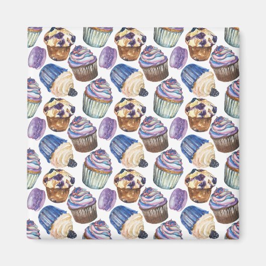 水彩入りカップケーキ マグネット (正面)