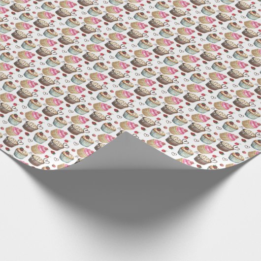 水彩入りカップケーキ ラッピングペーパー (角)