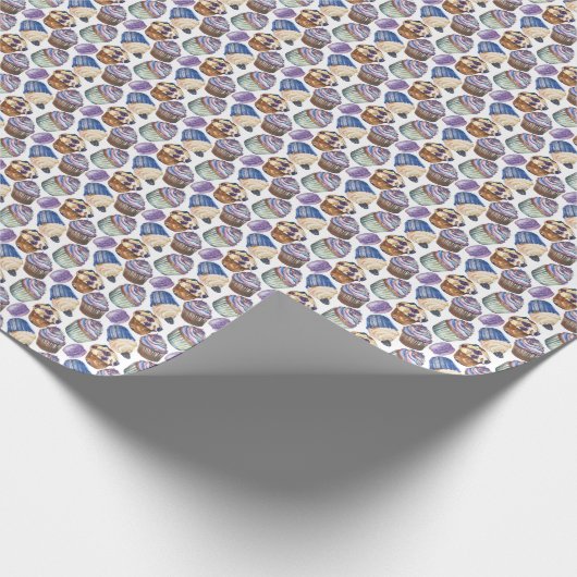 水彩入りカップケーキ ラッピングペーパー (角)