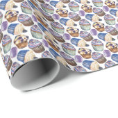 水彩入りカップケーキ ラッピングペーパー (ロールコーナー)