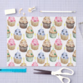 水彩入りカップケーキ 薄葉紙 (クラフト)