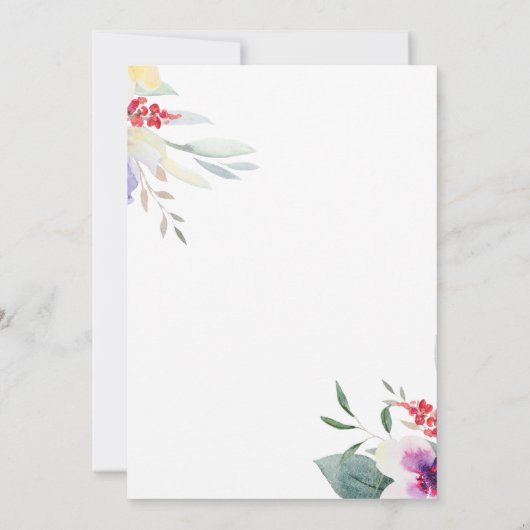 水彩入札春フローラ結婚式招待状 招待状 (裏面)