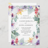 水彩入札春フローラ結婚式招待状 招待状 (正面/裏面)