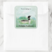 水彩共通ルーンバードアート自然蔵書票 スクエアシール (バッグ)