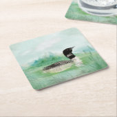 水彩共通ルーンバードアート自然 スクエアペーパーコースター (アングル)