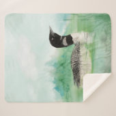 水彩共通ルーン鳥野生生物自然アート シェルパブランケット (正面(横))