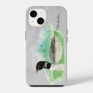 水彩共通ルーン鳥野生生物自然アート iPhone 14ケース