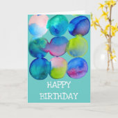 水彩円の誕生日抽象芸術クール色 カード (黄色い花)