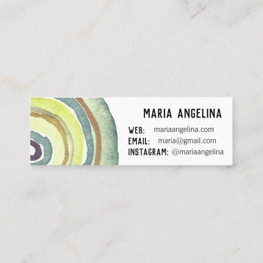 水彩円ニュートラルリングや輪抽象芸術緑 スキニー名刺 (裏面)