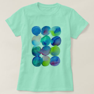 水彩円パターン抽象芸術アカッコいいート色 Tシャツ