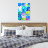 水彩円パターン抽象芸術アートカッコいいカラー キャンバスプリント (インサイチュ (寝室))