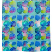 水彩円パターン抽象芸術アートカッコいいカラー シャワーカーテン (正面)