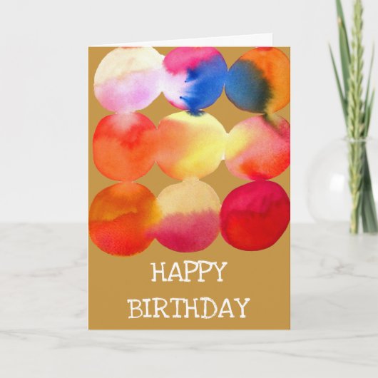 水彩円パターン抽象芸術アート暖色 カード (正面)