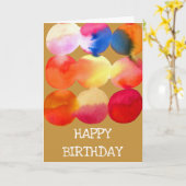 水彩円パターン抽象芸術アート暖色 カード (黄色い花)