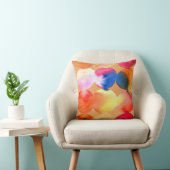 水彩円パターン抽象芸術アート暖色 クッション (椅子)