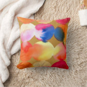 水彩円パターン抽象芸術アート暖色 クッション (ブランケット)
