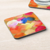 水彩円パターン抽象芸術アート暖色 コースター (左側)
