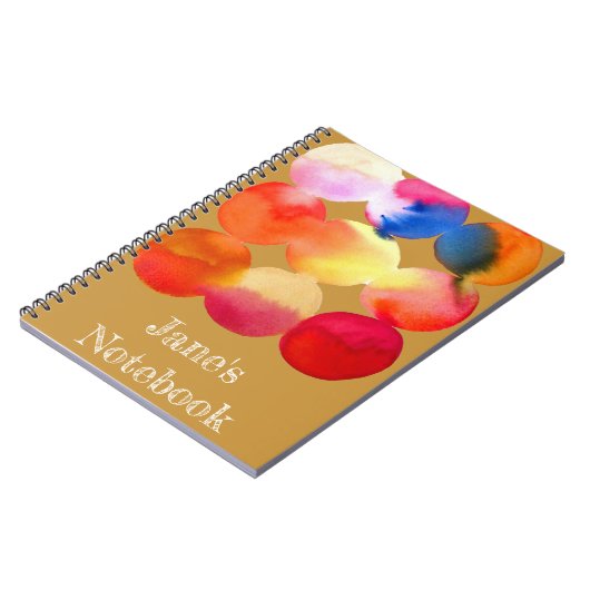 水彩円パターン抽象芸術アート暖色 ノートブック (左側)