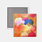 水彩円パターン抽象芸術アート暖色 マグネット (正面/裏面)