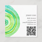 水彩円リングや輪抽象芸術ミニマルQRコード スクエア名刺 (裏面)