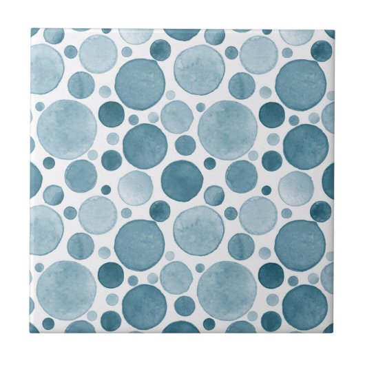 水彩円 – 青 タイル (正面)