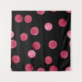 水彩円（黒）背景パターン タペストリー (正面(横))