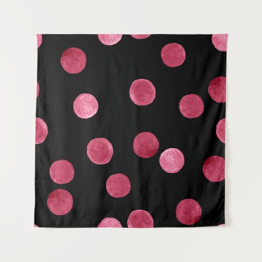 水彩円（黒）背景パターン タペストリー (正面)