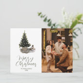 水彩写真お洒落ツリーMerry Christmas シーズンカード (スタンド正面)