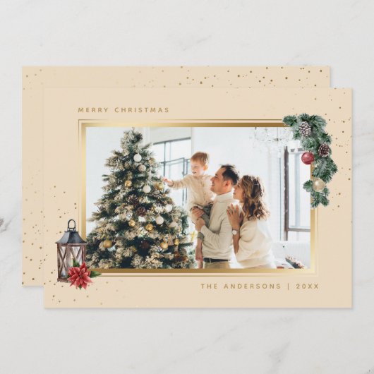 水彩写真エレガントクリスマスカード シーズンカード (正面/裏面)