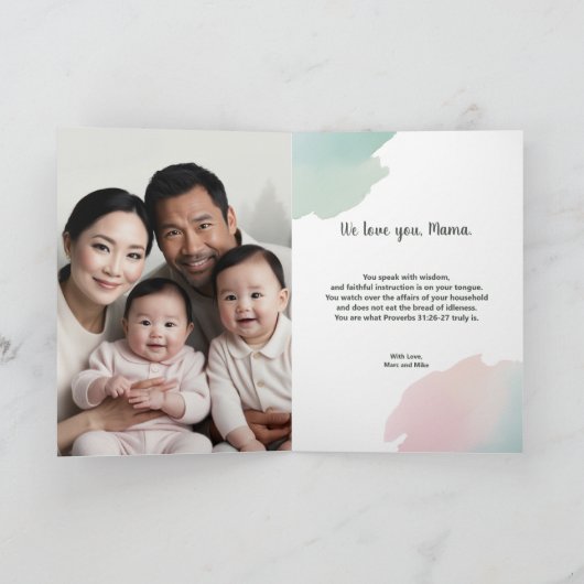 水彩写真コラージュ ママへの母の日カード カード (内部)