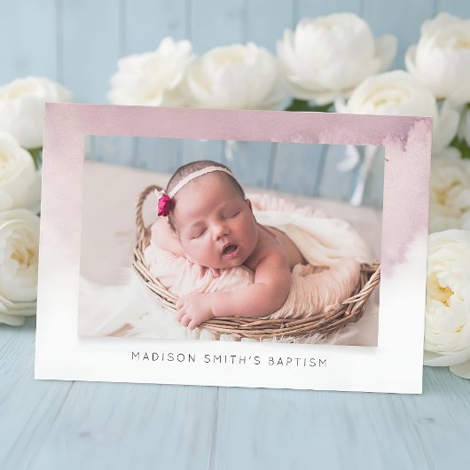 水彩写真バプティスマパーティの招待状 セーブザデート