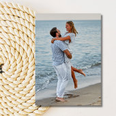 水彩写真ビーチ行先結婚式 招待状