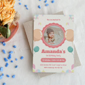 水彩写真ベビー誕生日 招待状