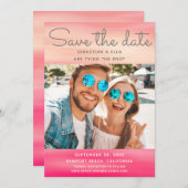 水彩写真モダン結婚式の日付を保存 セーブザデート (正面/裏面)