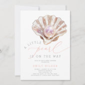 水彩写真リトルパール赤ちゃんシャワー 招待状 (正面)
