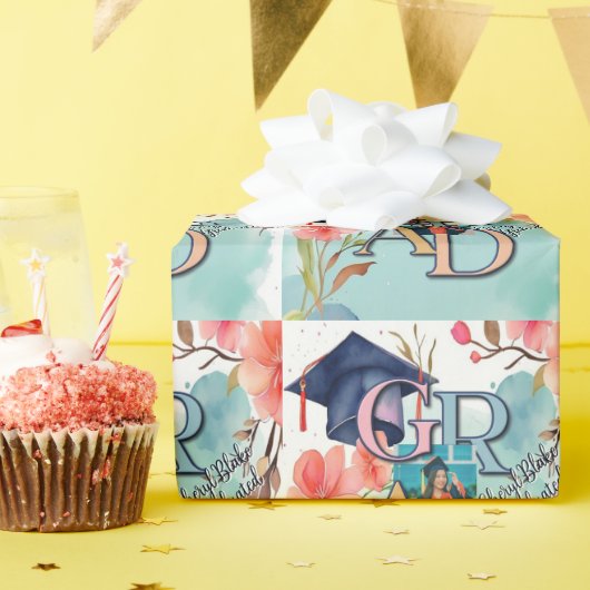 水彩写真卒業 ラッピングペーパー (誕生日パーティー)
