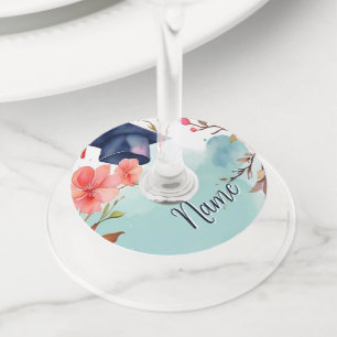 水彩写真卒業 ワイングラスタグ