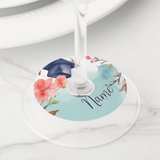 水彩写真卒業 ワイングラスタグ (クローズアップ)