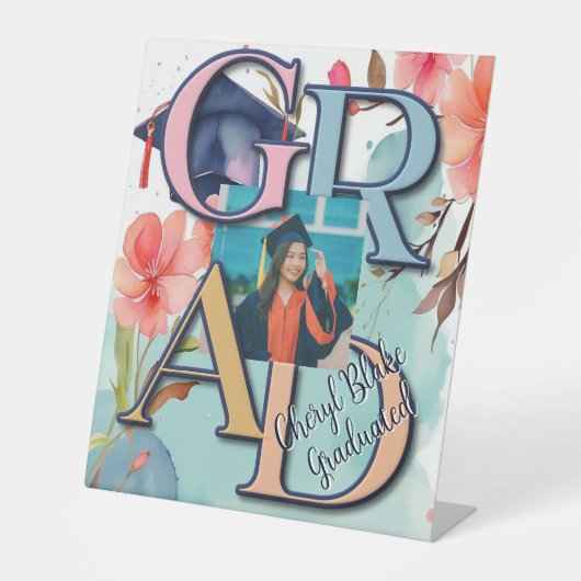 水彩写真卒業 台座サイン (正面)