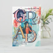 水彩写真卒業 招待状 (スタンド正面)